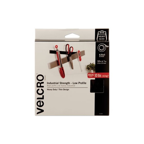 Velcro Brand Velcro, LOW-PROFILE INDUSTRIAL-STRENGTH HEAVY-DUTY FASTENERS, 1in X 10 FT, BLACK 91100 - main